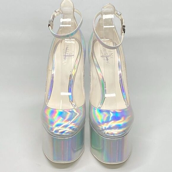 Valentino Garavani Tan-Go 155 iridescent patent-leather platform pumps size 39.5 - Picture 4 of 16